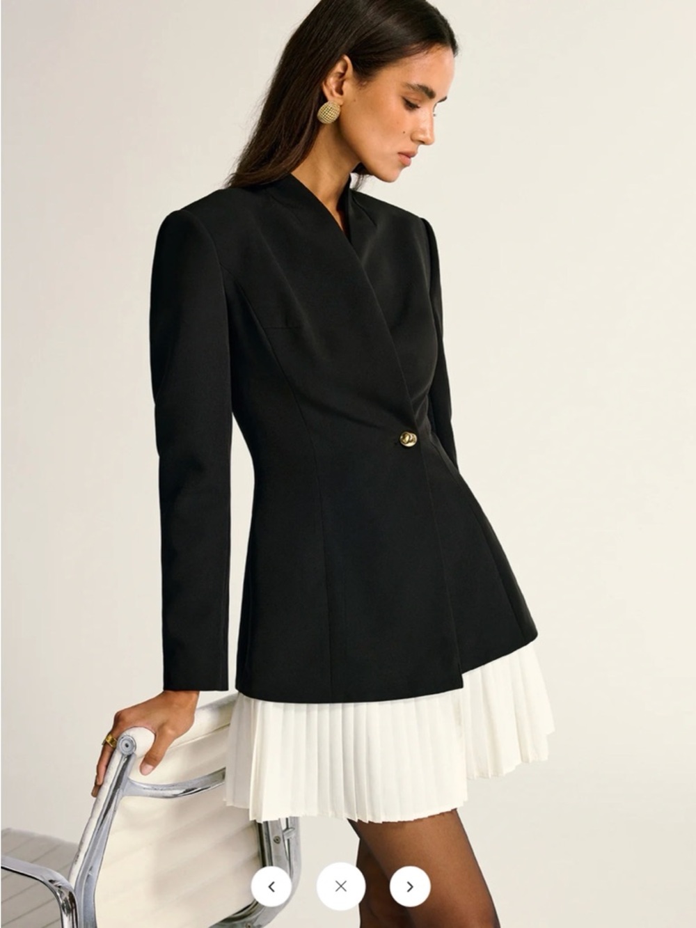 Contrast Pleated Hem Blazer Dress XL